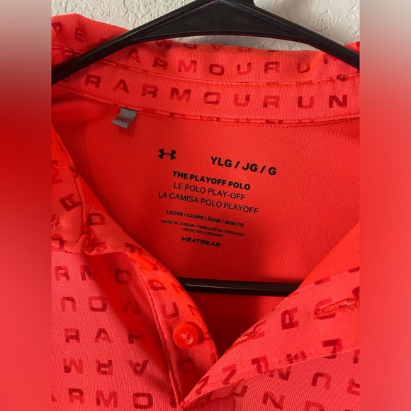 Under Armour The Playoff Polo Loose Fit Neon Orange Youth L - Picture 4 of 6